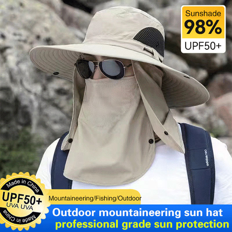Cappello da sole professionale per attività all'aperto 🛡️ UPF50+ a tesa larga + maschera per il viso, design traspirante, protezione dal sole e dagli insetti, la scelta ideale per le escursioni estive 🥾