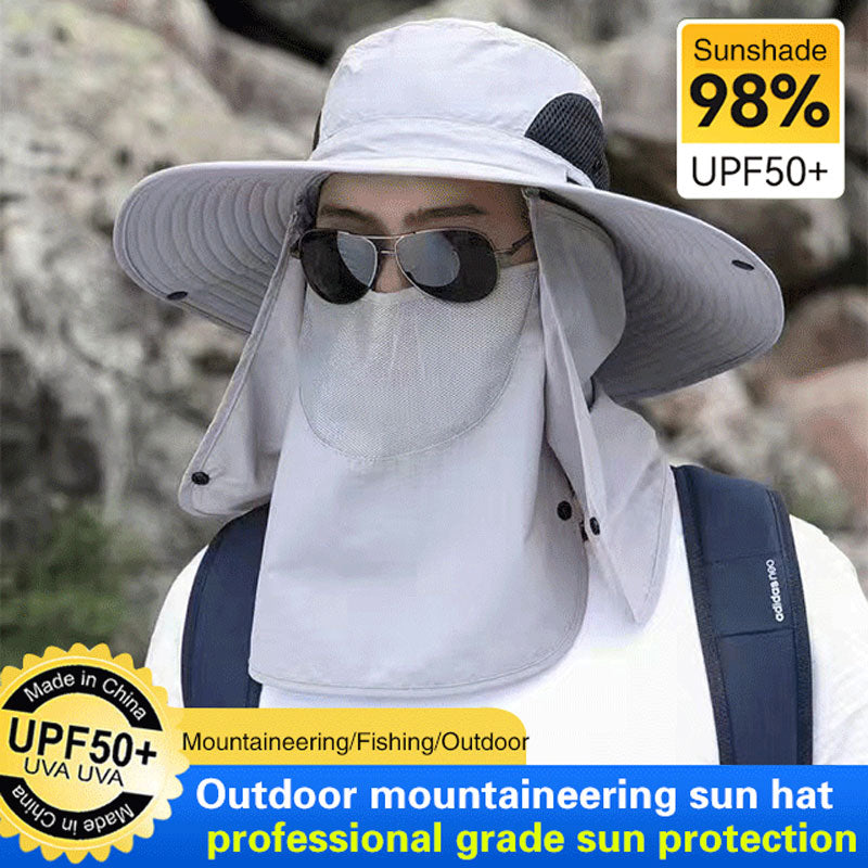 Cappello da sole professionale per attività all'aperto 🛡️ UPF50+ a tesa larga + maschera per il viso, design traspirante, protezione dal sole e dagli insetti, la scelta ideale per le escursioni estive 🥾