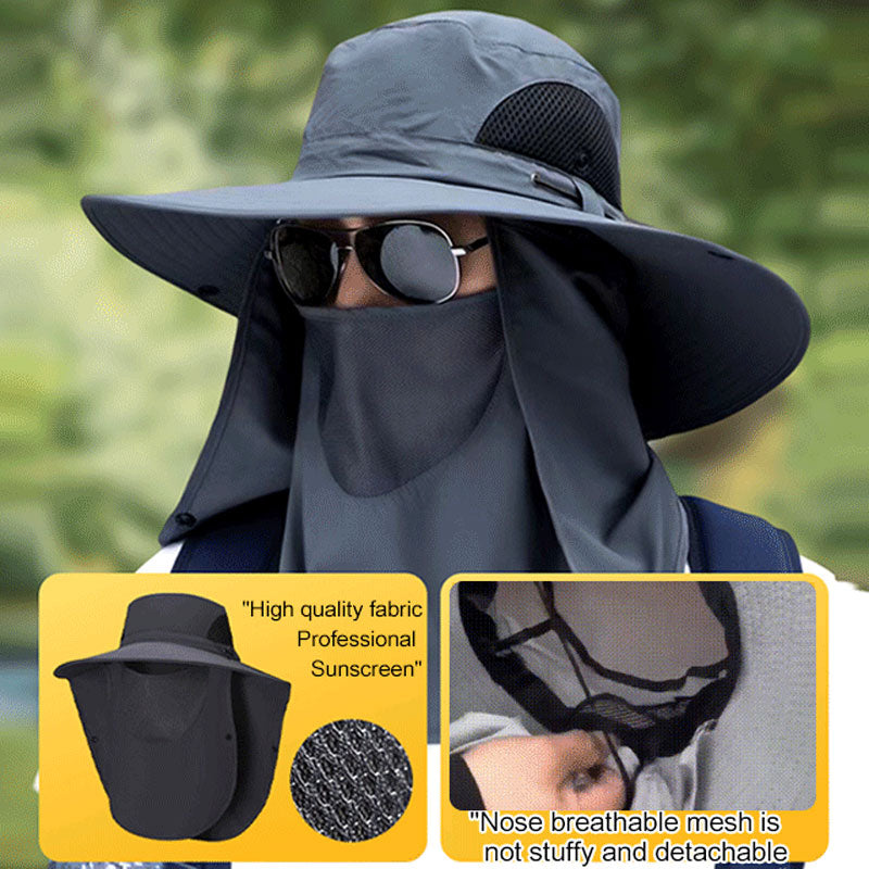 Cappello da sole professionale per attività all'aperto 🛡️ UPF50+ a tesa larga + maschera per il viso, design traspirante, protezione dal sole e dagli insetti, la scelta ideale per le escursioni estive 🥾