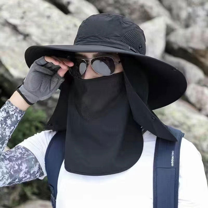 Cappello da sole professionale per attività all'aperto 🛡️ UPF50+ a tesa larga + maschera per il viso, design traspirante, protezione dal sole e dagli insetti, la scelta ideale per le escursioni estive 🥾