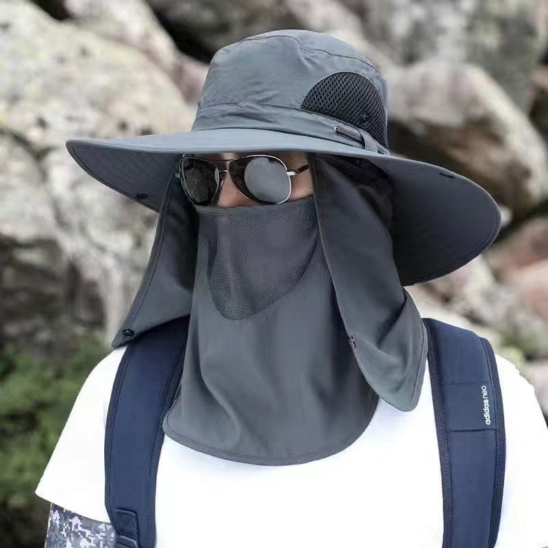 Cappello da sole professionale per attività all'aperto 🛡️ UPF50+ a tesa larga + maschera per il viso, design traspirante, protezione dal sole e dagli insetti, la scelta ideale per le escursioni estive 🥾