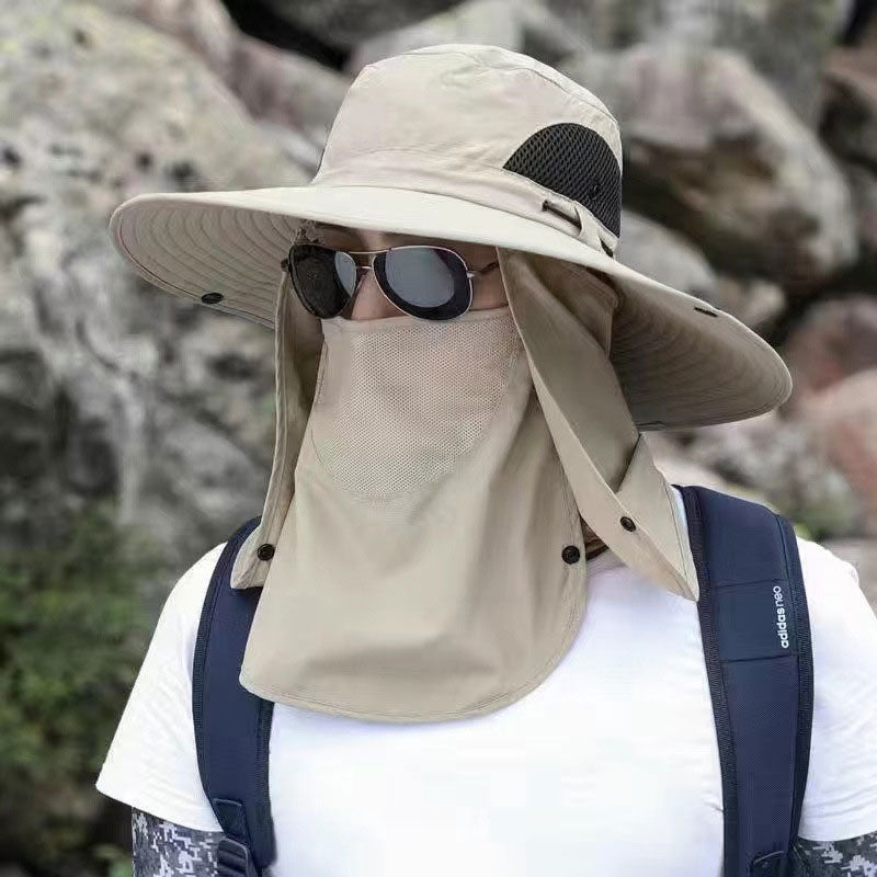 Cappello da sole professionale per attività all'aperto 🛡️ UPF50+ a tesa larga + maschera per il viso, design traspirante, protezione dal sole e dagli insetti, la scelta ideale per le escursioni estive 🥾