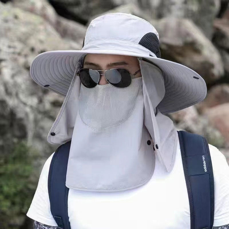 Cappello da sole professionale per attività all'aperto 🛡️ UPF50+ a tesa larga + maschera per il viso, design traspirante, protezione dal sole e dagli insetti, la scelta ideale per le escursioni estive 🥾