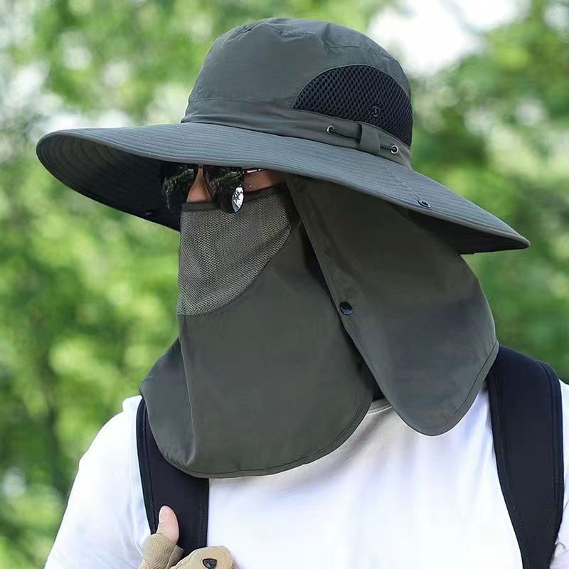 Cappello da sole professionale per attività all'aperto 🛡️ UPF50+ a tesa larga + maschera per il viso, design traspirante, protezione dal sole e dagli insetti, la scelta ideale per le escursioni estive 🥾