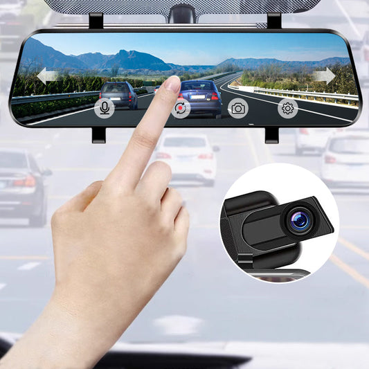 👁️Telecamera di retromarcia e dashcam da 10 pollici con schermo completamente touchscreen – Visione notturna HD 1080P, doppio obiettivo – ideale per guidare e parcheggiare in sicurezza🚗📹