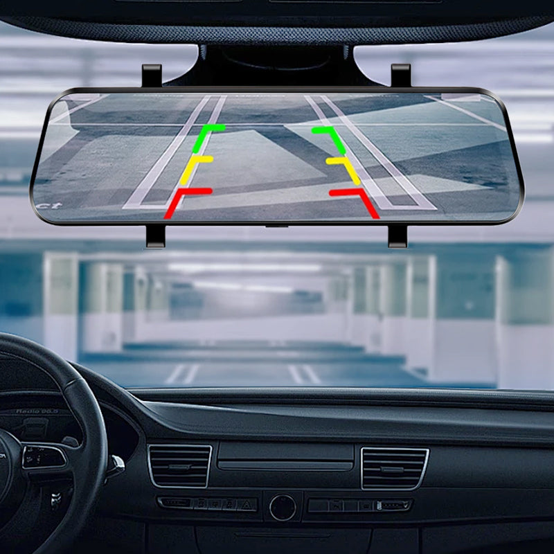 👁️Telecamera di retromarcia e dashcam da 10 pollici con schermo completamente touchscreen – Visione notturna HD 1080P, doppio obiettivo – ideale per guidare e parcheggiare in sicurezza🚗📹