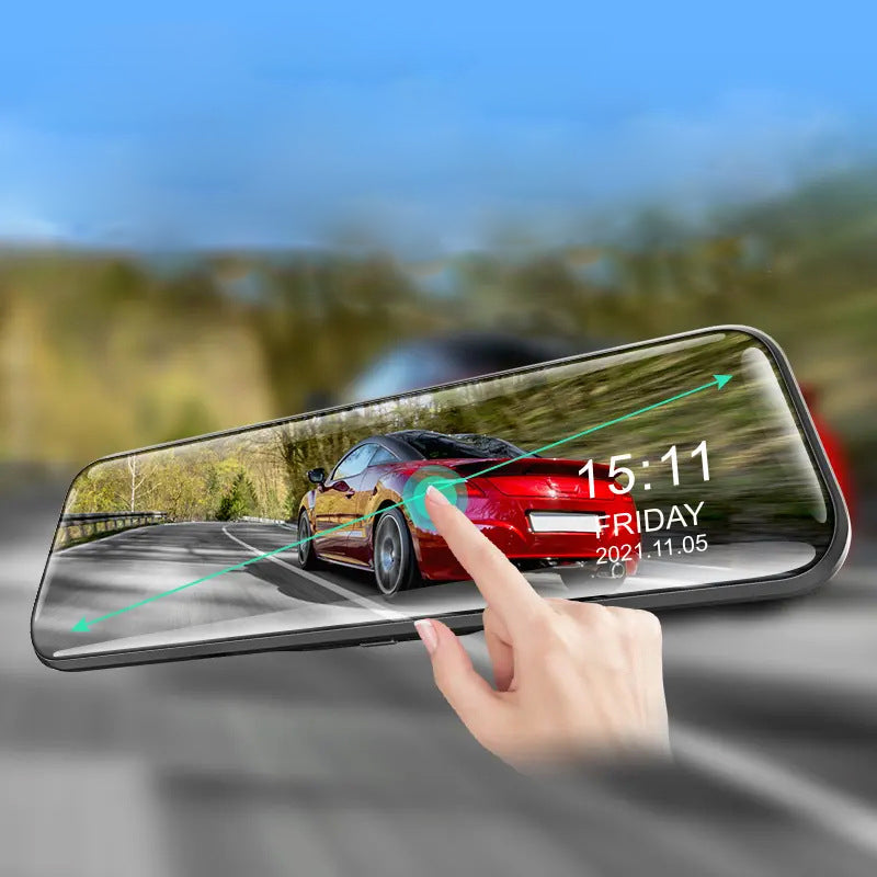👁️Telecamera di retromarcia e dashcam da 10 pollici con schermo completamente touchscreen – Visione notturna HD 1080P, doppio obiettivo – ideale per guidare e parcheggiare in sicurezza🚗📹