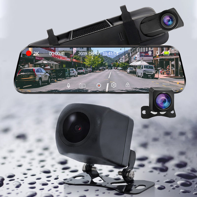 👁️Telecamera di retromarcia e dashcam da 10 pollici con schermo completamente touchscreen – Visione notturna HD 1080P, doppio obiettivo – ideale per guidare e parcheggiare in sicurezza🚗📹