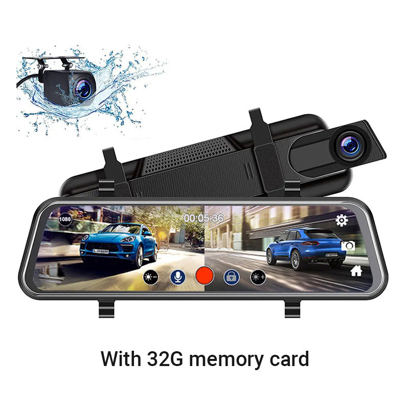 👁️Telecamera di retromarcia e dashcam da 10 pollici con schermo completamente touchscreen – Visione notturna HD 1080P, doppio obiettivo – ideale per guidare e parcheggiare in sicurezza🚗📹