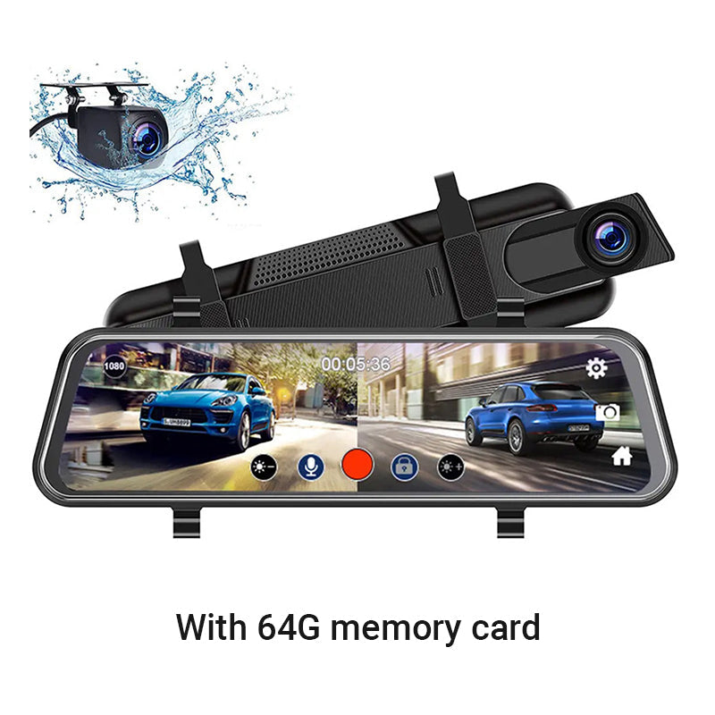 👁️Telecamera di retromarcia e dashcam da 10 pollici con schermo completamente touchscreen – Visione notturna HD 1080P, doppio obiettivo – ideale per guidare e parcheggiare in sicurezza🚗📹