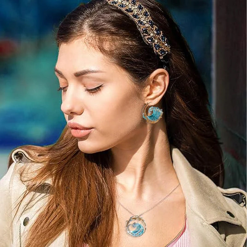 ❄️60% di sconto🌊Set elegante con collana, anello e orecchini blu