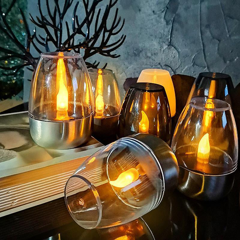 🕯️ ACQUISTA 2 E RICEVI 1 GRATIS! ☀️ Confezione da 6 lampade da tavolo a LED solari – Senza fiamma e impermeabili, accensione/spegnimento automatico con sensore crepuscolare per giardino e feste 🏕️