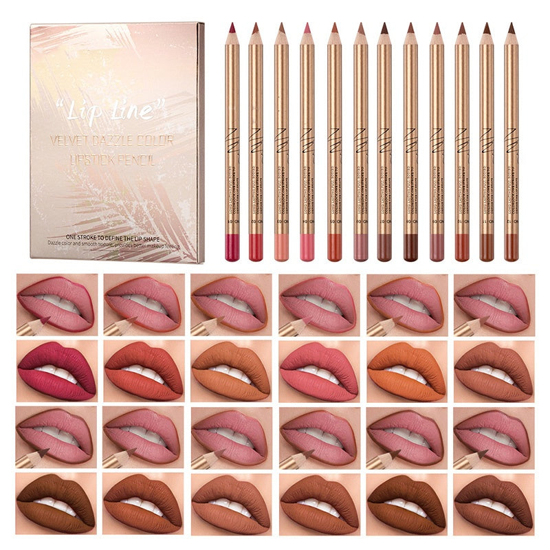 👄 50% DI SCONTO! 💄 Set di 12 matite per labbra a prova di sbavature – A lunga tenuta, cremose e waterproof – perfette per l'uso quotidiano o per un trucco professionale 🎨