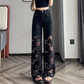 💜 PROMOZIONE ULTIMO GIORNO - 60% DI SCONTO 💜 Pantaloni da donna con stampa di strass a caldo e cuciture a vista
