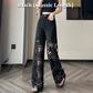 💜 PROMOZIONE ULTIMO GIORNO - 60% DI SCONTO 💜 Pantaloni da donna con stampa di strass a caldo e cuciture a vista