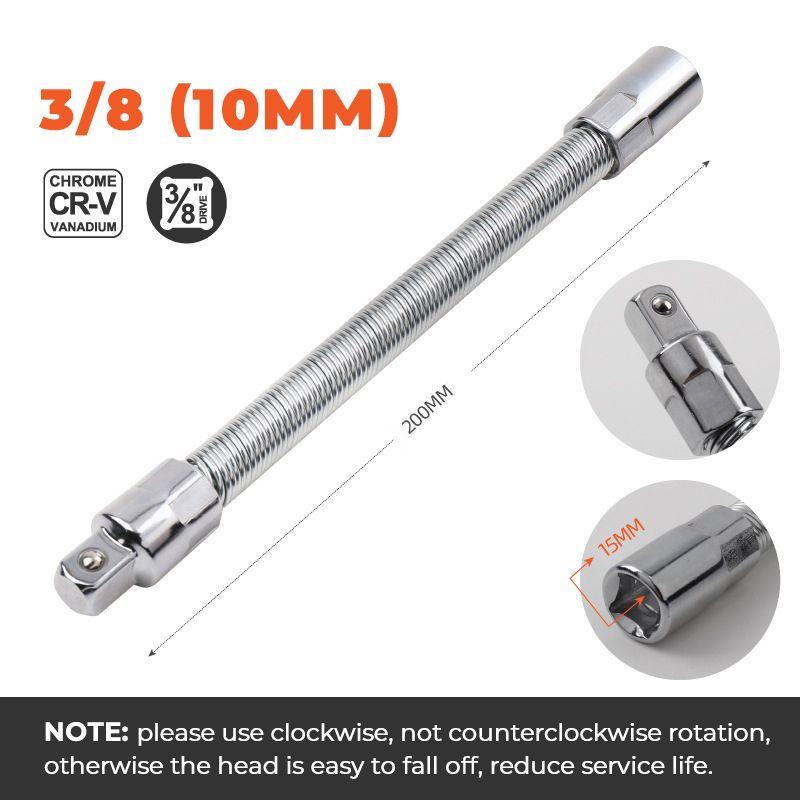 🔩 50% DI SCONTO ⚙️ Prolunga flessibile con cricchetto – Cromo-vanadio, 3 misure – Raggiunge gli angoli più stretti, chiusura a sfera – ideale per la riparazione di auto o il fai da te 🛠️