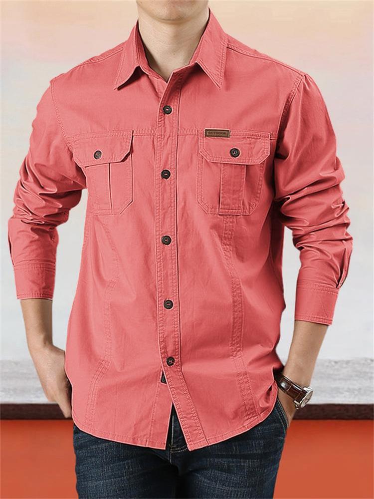 Camicia casual da uomo in cotone tinta unita【ACQUISTA 2 E OTTIENI LA SPEDIZIONE GRATUITA】