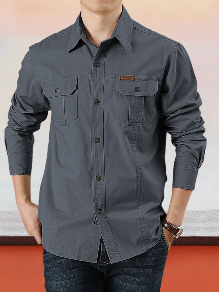 Camicia casual da uomo in cotone tinta unita【ACQUISTA 2 E OTTIENI LA SPEDIZIONE GRATUITA】