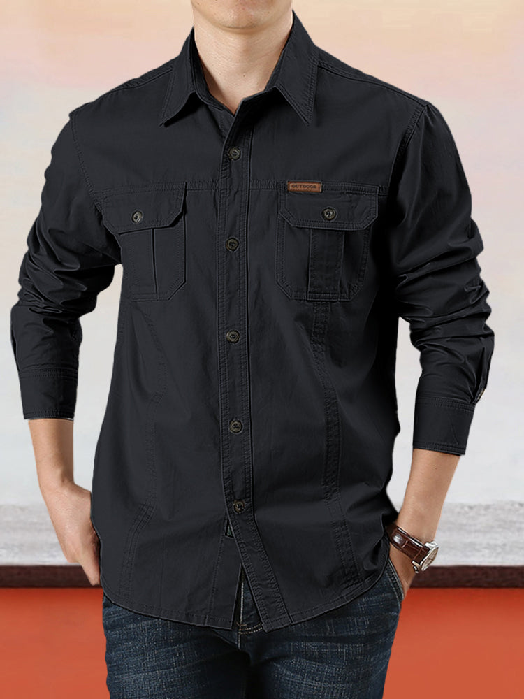 Camicia casual da uomo in cotone tinta unita【ACQUISTA 2 E OTTIENI LA SPEDIZIONE GRATUITA】