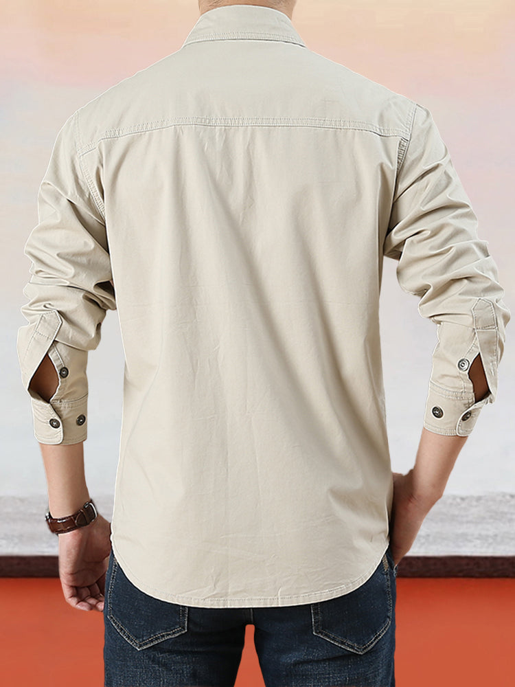 Camicia casual da uomo in cotone tinta unita【ACQUISTA 2 E OTTIENI LA SPEDIZIONE GRATUITA】