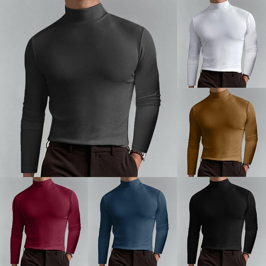 🔥Sconto del 55%🔥T-shirt a maniche lunghe slim fit a collo alto da uomo