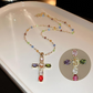 💎 50% DI SCONTO!! ✝️ Collana colorata con ciondolo a croce in strass – Brillantezza vivace, lunghezza regolabile e messaggio significativo ✨