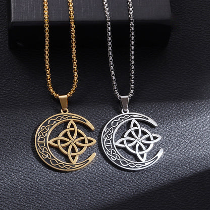 🌙 ORA 60% DI SCONTO! ⭐ Collana con ciondolo a forma di luna celtica - Acciaio inossidabile e catena regolabile, regalo unisex perfetto ✨