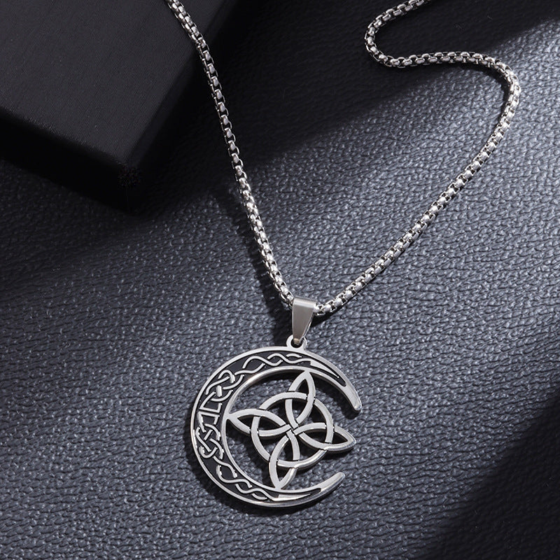 🌙 ORA 60% DI SCONTO! ⭐ Collana con ciondolo a forma di luna celtica - Acciaio inossidabile e catena regolabile, regalo unisex perfetto ✨