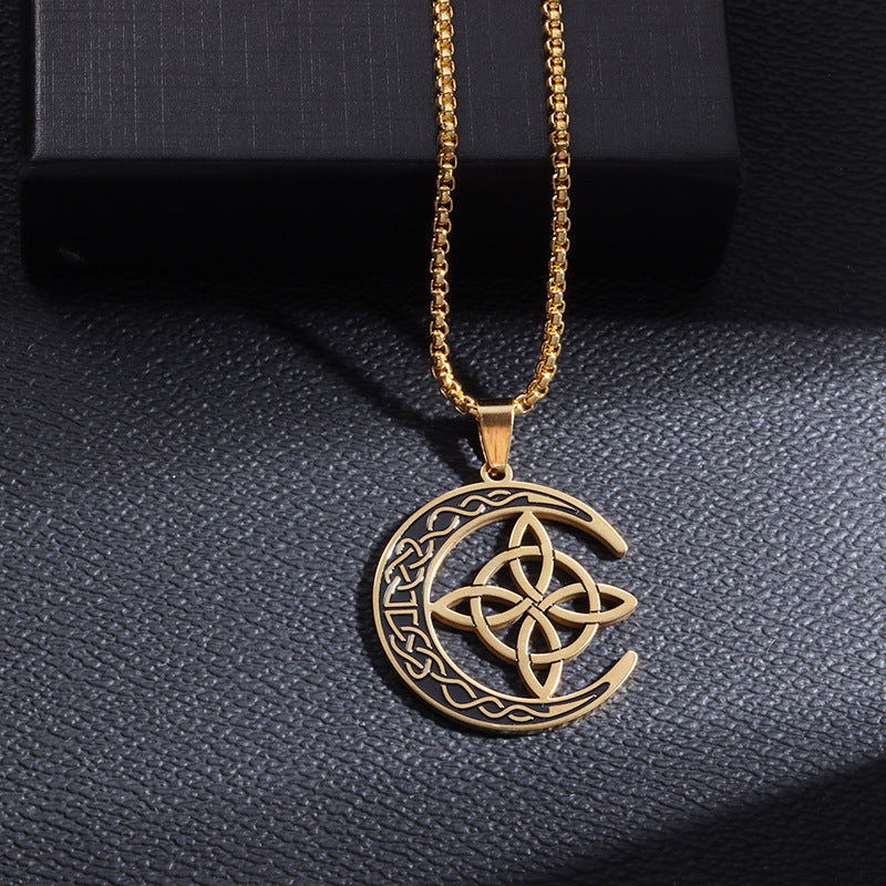 🌙 ORA 60% DI SCONTO! ⭐ Collana con ciondolo a forma di luna celtica - Acciaio inossidabile e catena regolabile, regalo unisex perfetto ✨