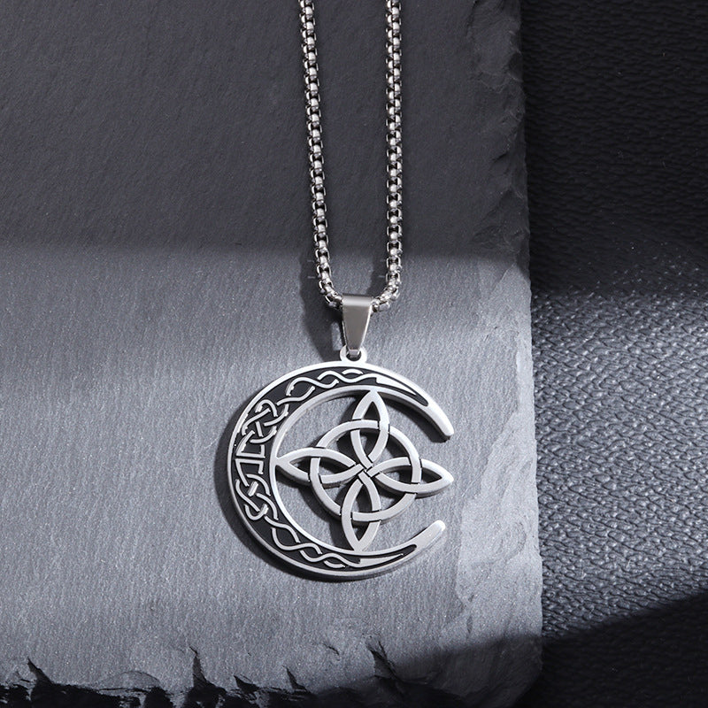 🌙 ORA 60% DI SCONTO! ⭐ Collana con ciondolo a forma di luna celtica - Acciaio inossidabile e catena regolabile, regalo unisex perfetto ✨
