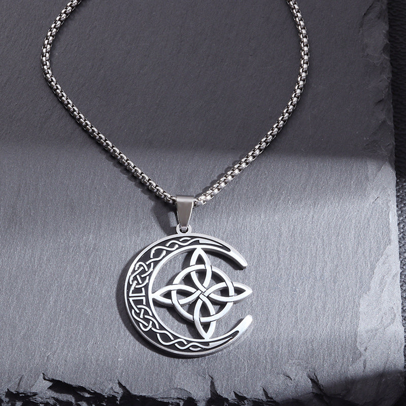 🌙 ORA 60% DI SCONTO! ⭐ Collana con ciondolo a forma di luna celtica - Acciaio inossidabile e catena regolabile, regalo unisex perfetto ✨