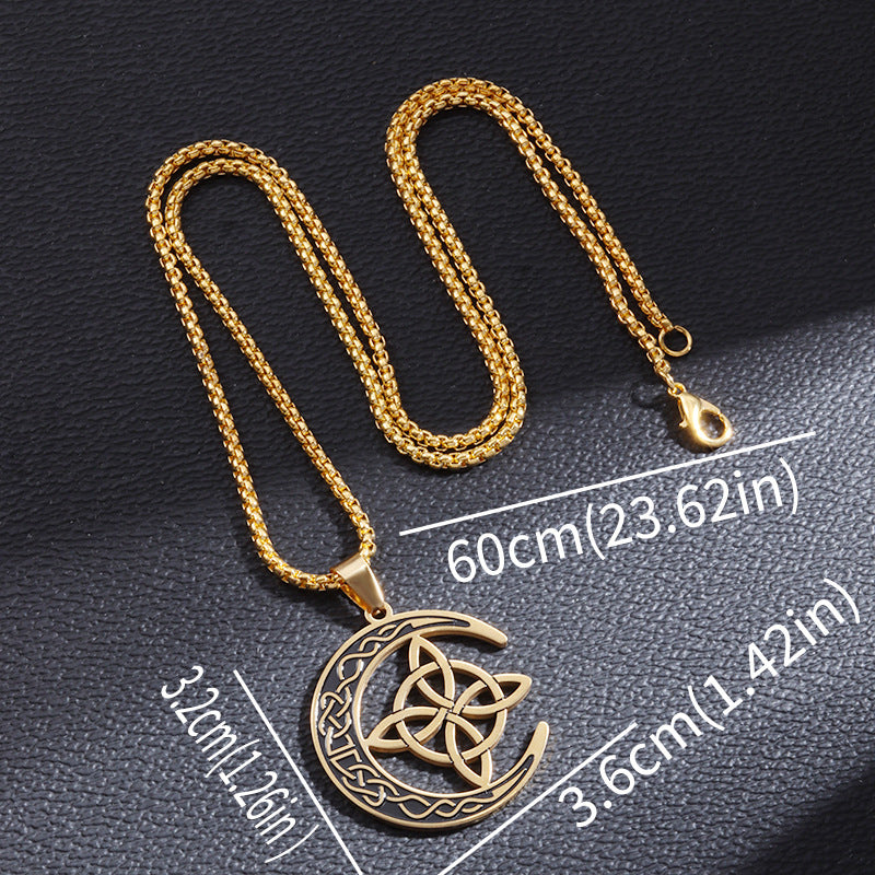 🌙 ORA 60% DI SCONTO! ⭐ Collana con ciondolo a forma di luna celtica - Acciaio inossidabile e catena regolabile, regalo unisex perfetto ✨