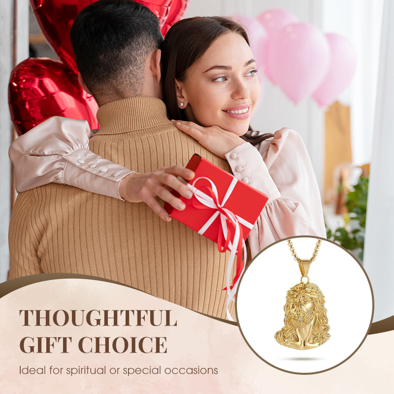 ✝️Sconto del 60%✨Collana con pendente a forma di testa di Gesù