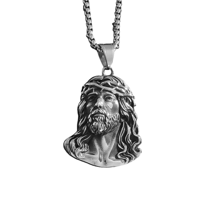 ✝️Sconto del 60%✨Collana con pendente a forma di testa di Gesù