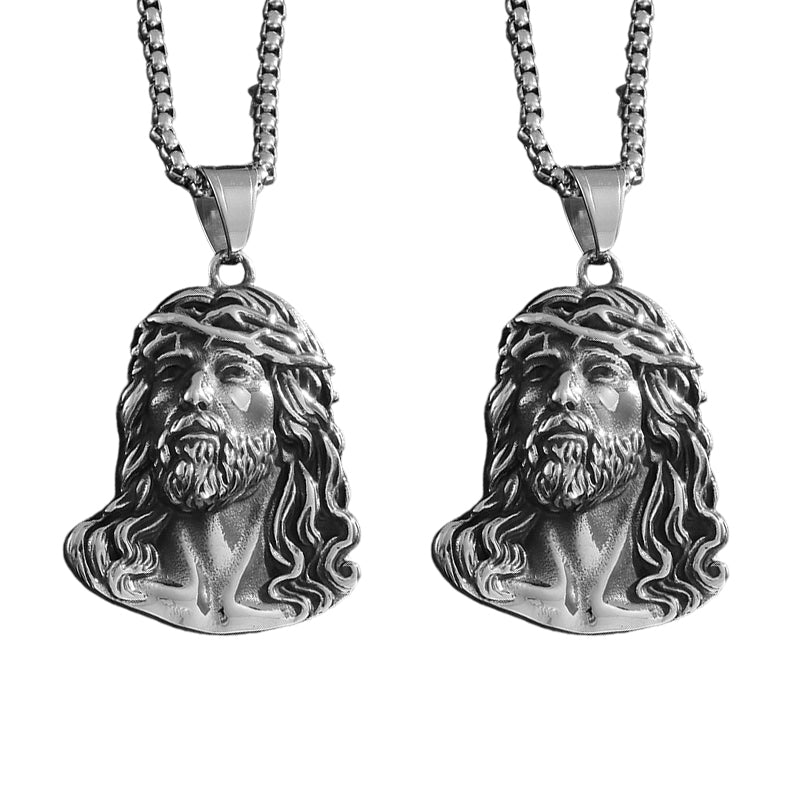 ✝️Sconto del 60%✨Collana con pendente a forma di testa di Gesù