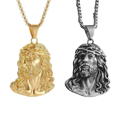 ✝️Sconto del 60%✨Collana con pendente a forma di testa di Gesù