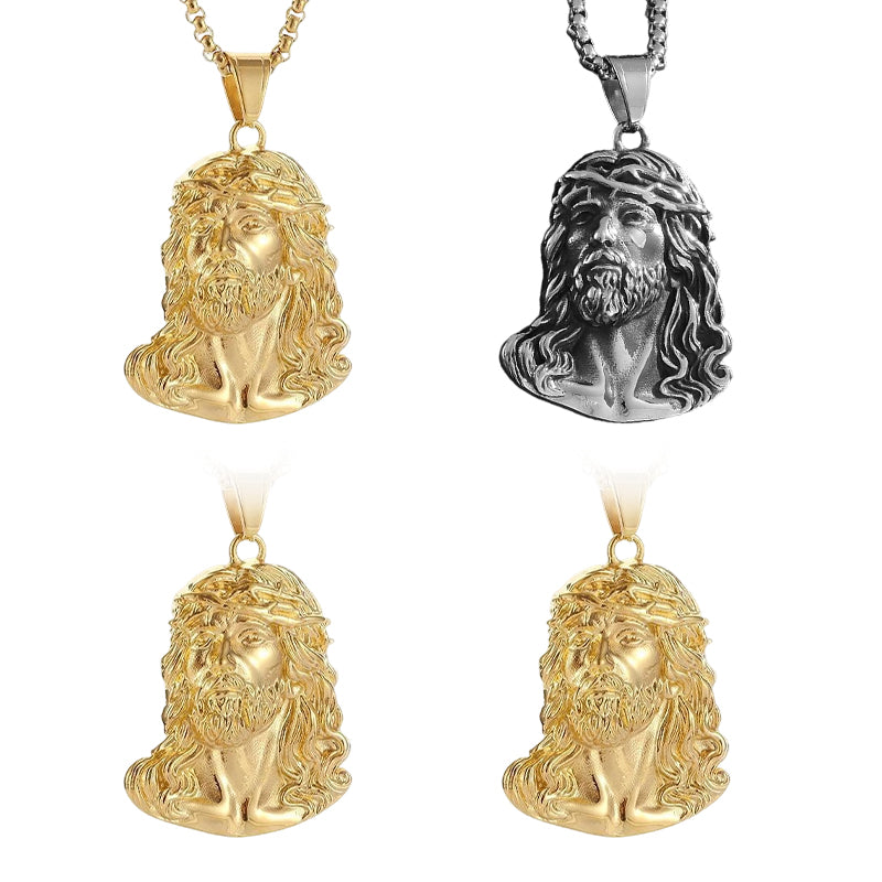 ✝️Sconto del 60%✨Collana con pendente a forma di testa di Gesù