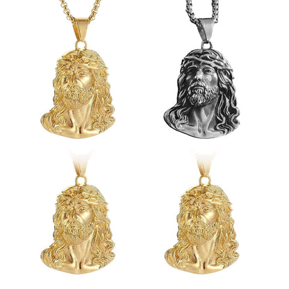 ✝️Sconto del 60%✨Collana con pendente a forma di testa di Gesù