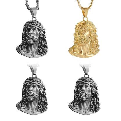 ✝️Sconto del 60%✨Collana con pendente a forma di testa di Gesù
