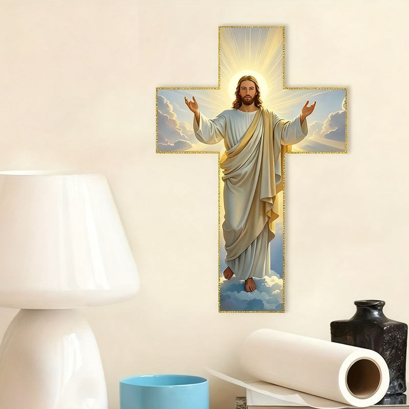 ✝️Acquista di più, ottieni di più✨Retro Gesù Cristo Wall Cross Decor - Vintage Design in legno con simbolismo della fede per accento di casa spirituale 🌟🕊️