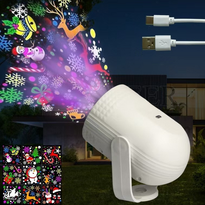 🎄 Magica luce di proiezione LED USB natalizia - Oltre 12 motivi festivi, plug & play per decorazioni per la casa/feste