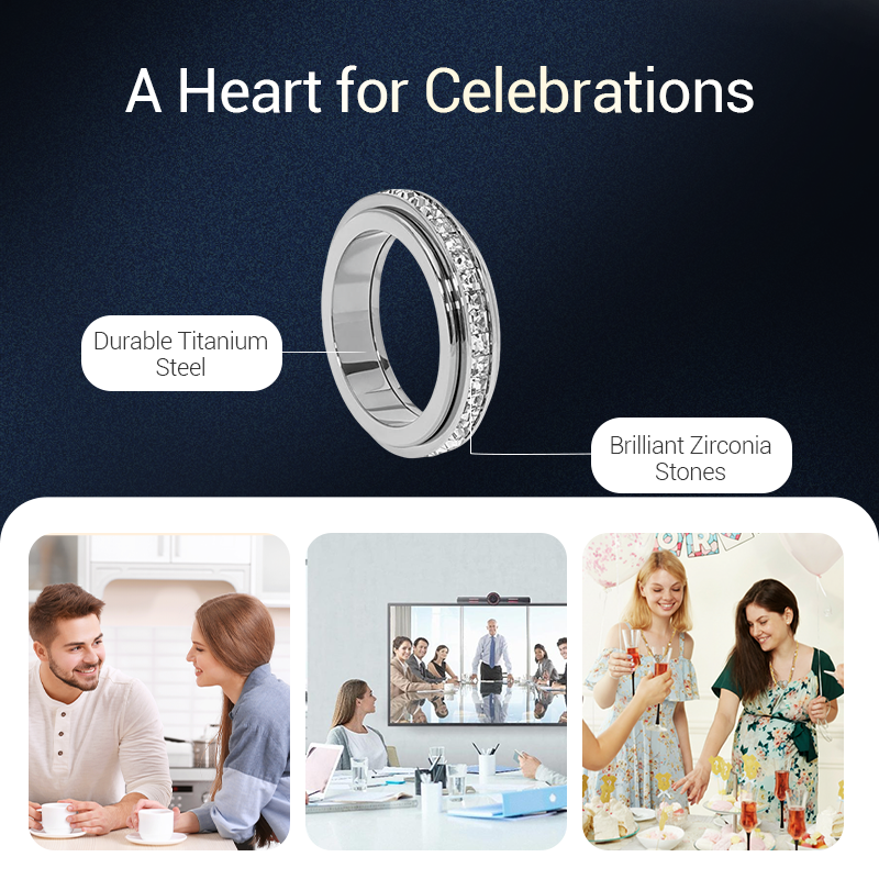 📢📢60% di sconto !!! 🔥Anello girevole in acciaio al titanio con zirconi