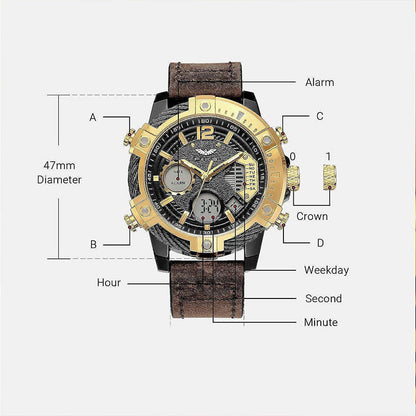 ⌚Orologio sportivo da uomo al quarzo multifunzionale con doppio display, impermeabile fino a 3 ATM