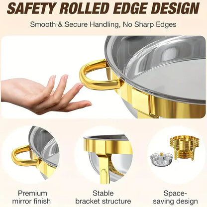 🔥 ORA SCONTO DEL 60%! 🎄 Set da buffet con scaldavivande in acciaio inossidabile - Calore uniforme e durevole, perfetto per feste e incontri festivi ✨