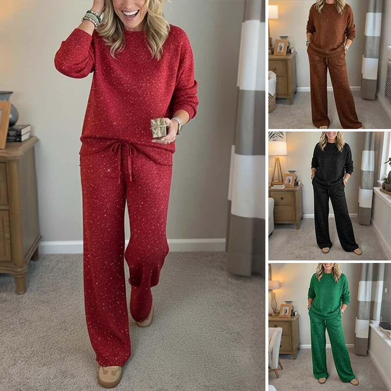 ⏳Offerta dell'ultimo giorno - 60% DI SCONTO⏰Completo da donna con maglione e pantaloni glitterati, 2 pezzi👚👖