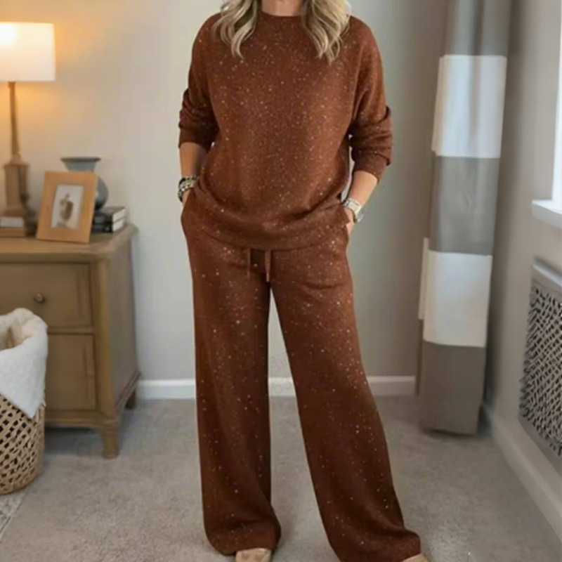 ⏳Offerta dell'ultimo giorno - 60% DI SCONTO⏰Completo da donna con maglione e pantaloni glitterati, 2 pezzi👚👖