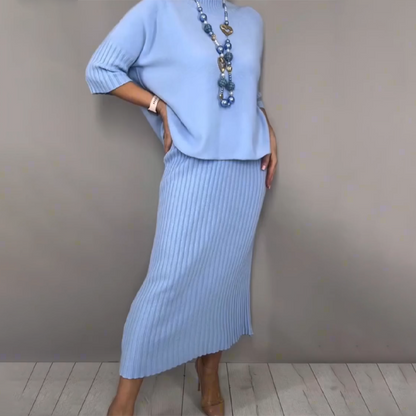 🔈🔈60% di sconto👗🔥Elegante set composto da maglione lavorato a maglia e gonna midi, 2 pezzi