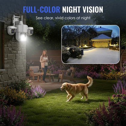 👁️ Vista panoramica a tre occhi, senza protezione degli angoli ciechi | Telecamera di sicurezza PTZ intelligente a 360° 🚀