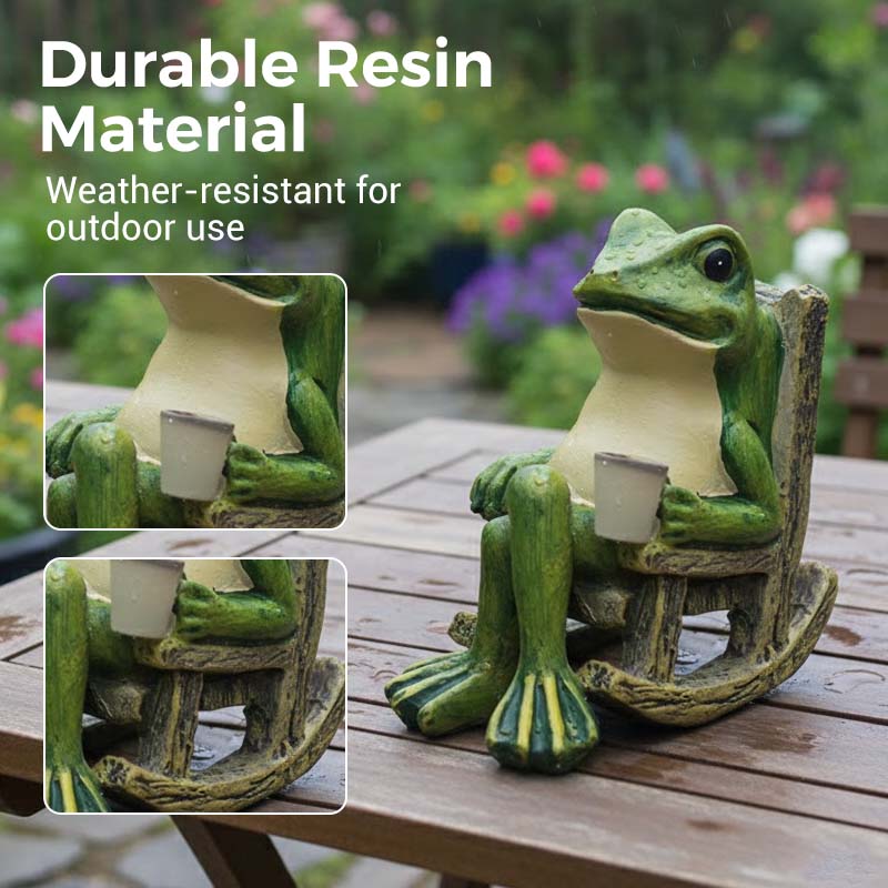💯2026 Saldi Speciali🐸Ornamento a forma di rana su sedia a dondolo alimentato ad energia solare🍃