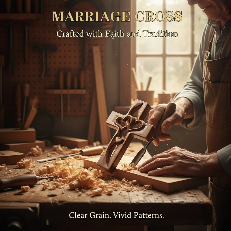 🎉SCONTO DEL 60% - Croce in legno con cuori intrecciati ✝️ Regalo di nozze unico, intagliato a mano, con cuori intrecciati e significato spirituale! ❤️